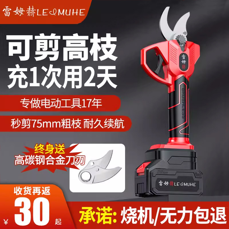 电动修枝剪果树充电式修剪树枝专用剪刀锂电园艺剪高枝剪子加长