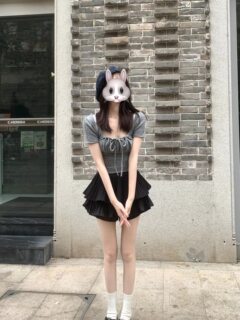 我要改名了【女团打歌服】灰色纯欲针织短袖上衣甜美蛋糕短裙裤