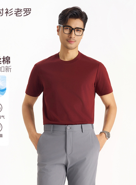 衬衫老罗[冰峰二号]男士短袖t恤水柔棉圆领T恤男女同款255X0T911S