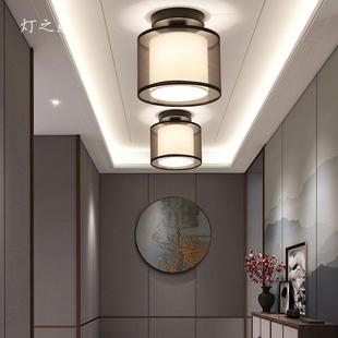 过道灯走廊灯玄关灯正方形圆形小吸顶灯门厅灯阳台灯具家用 新中式