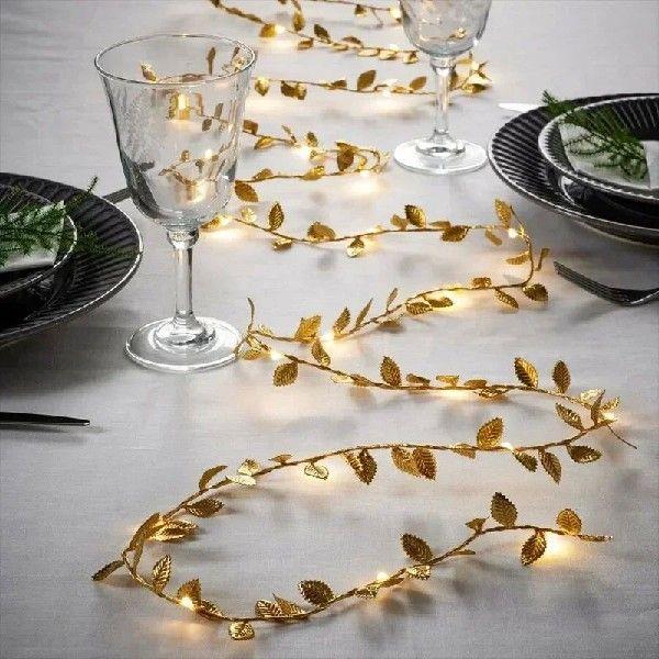 2m 20LED Golden Silver Tiny Leaves Fairy Light Battery