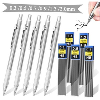 Mechanical Pencil Set Replaceable Refills 0.3 0.5 0.7 0.9 1.