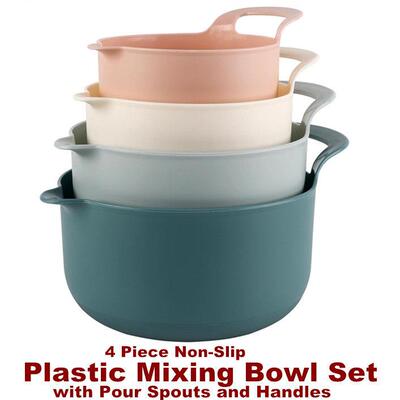 Nesting Plastic Mixing Bowl Non-Slip Pour Spouts and Handles