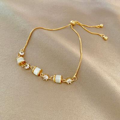Stainless Steel Layered Golden Pendant Bracelet For Women Re