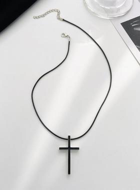 Cross Border Retro Cross Men Women Black Necklace 十字架项炼