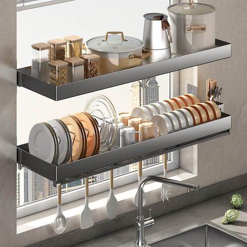 Wall kitchen storage rack dish rack drain rack seasoning