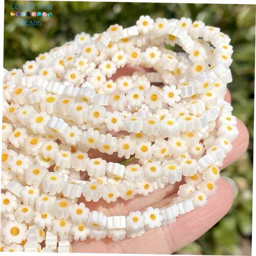 6mm Flower Lampwork Glass Flat Beads Round Spacer Loose Be