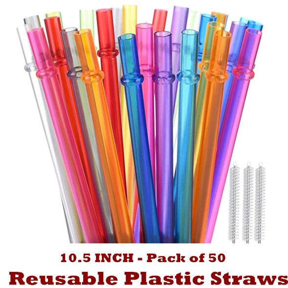Reusable Plastic Straws Colorful Drinking Glitter Tumbler