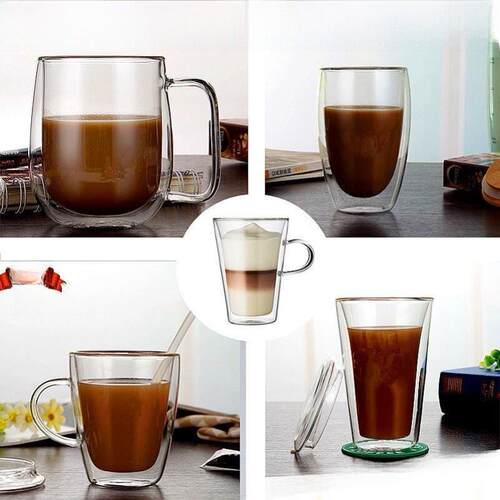 Heat-resistant Double Wall Glass Cup Coffee Cup Set Handmade