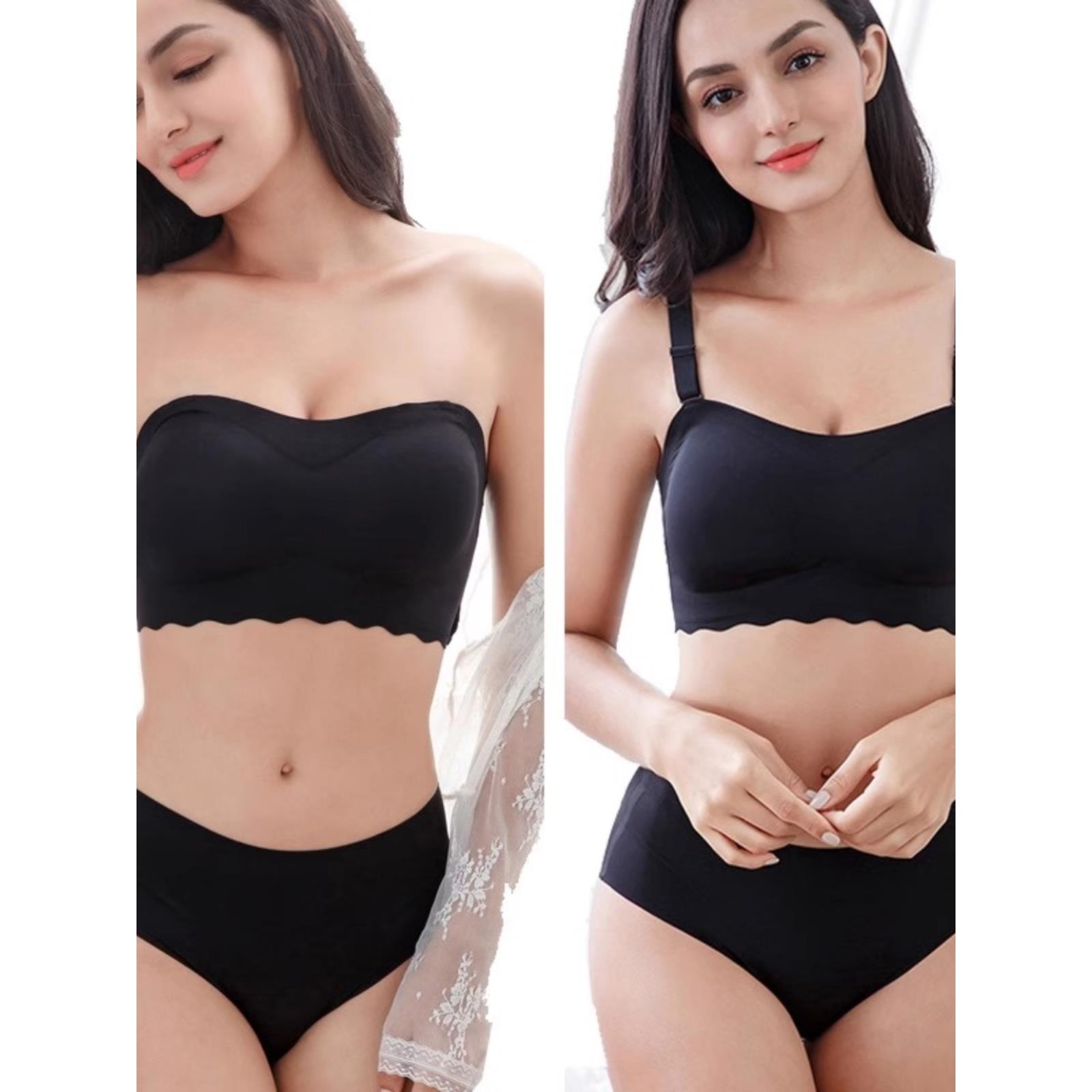 Women No Steel Ring Bar Push Up Lace Bustier Bra Thin Comfor