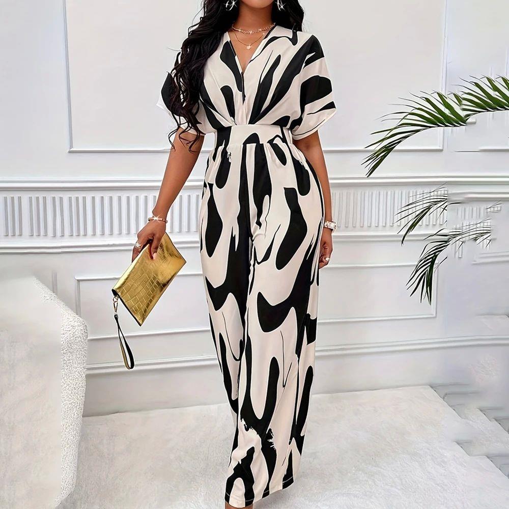 Printed waist wide leg jumpsuit for women 印花阔腿连体衣裤女