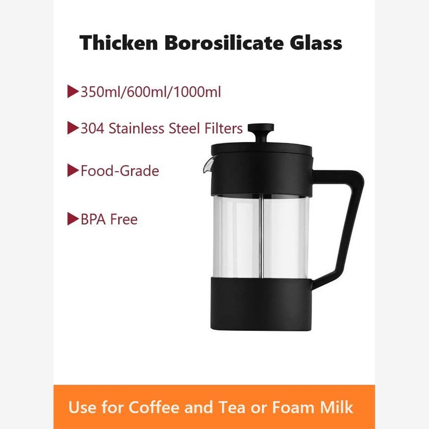 French Press Coffee Maker Tea Pot 350ml/600ml/1000ml