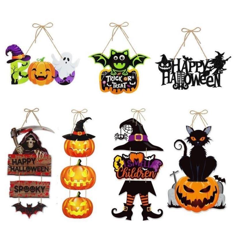 1Pcs Happy Halloween Paper Door Hanging Pumpkin Decorations