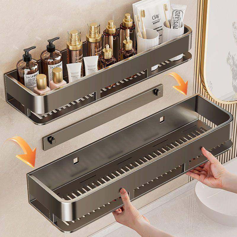 枪灰浴室置物架卫生间免打孔墙上壁挂洗漱台厕所架子卫浴收纳神器,收纳整理,书桌收纳置物架,淘宝优惠券,粉丝福利购,淘宝优惠卷
