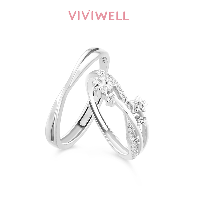 VIVIWELLS925银星星相随情侣对戒