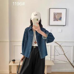 2026年春款牛仔衬衫长袖女宽松休闲韩版学院风衬衣慵懒风上衣新款