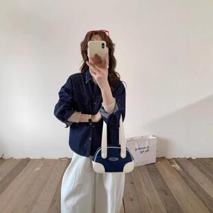 26年春款牛仔衬衫女长袖刺绣领新款衬衣韩版学院风慵懒风衬衣外套