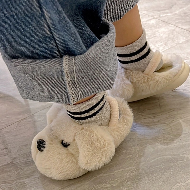 小狗儿童拖鞋冬季宝宝棉拖保暖防滑室内家居可爱加厚包跟加绒防臭