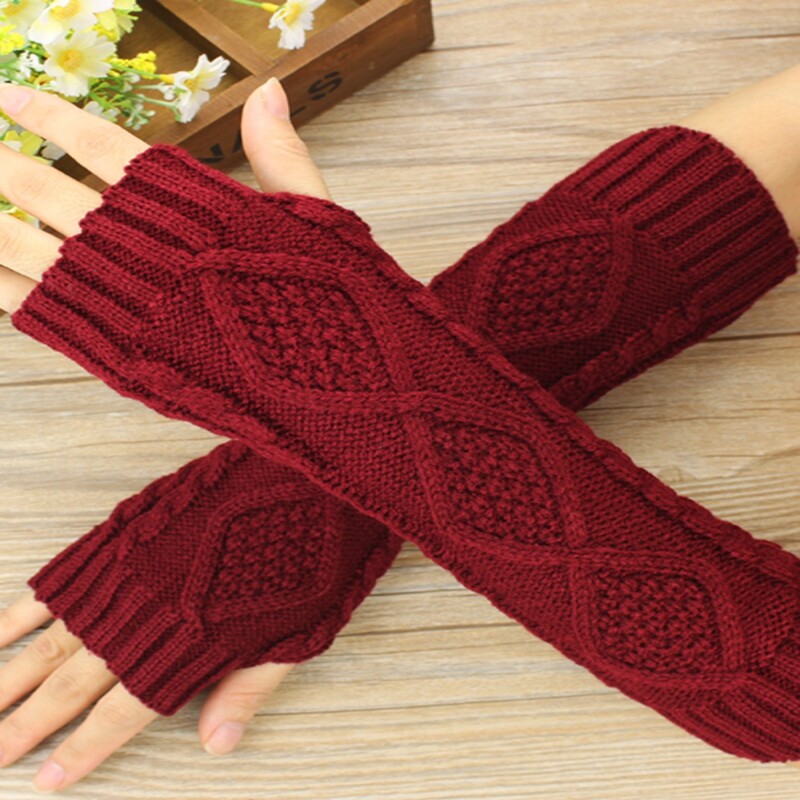 韩版可爱加厚保暖毛线季韩国版潮针织毛线麻花半截无指露指手套