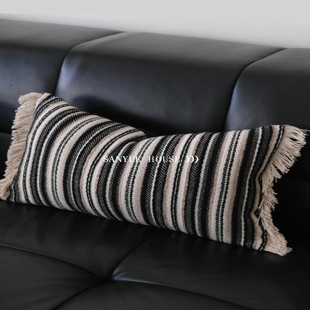 沙发抱枕万能套沙发靠枕套诧寂风棉麻布艺靠枕套简约条纹靠包装饰