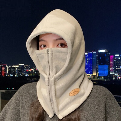 冬季保暖帽子女士冬护耳电动车防风防寒面罩头盔内胆围脖一体帽子