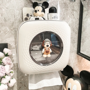 卫生间实心卷纸盒厕纸盒防水纸巾盒洗脸巾抽纸置物架壁挂式免打孔