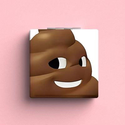 粑粑搞怪创意便携化妆镜随身折叠双面迷你补妆小镜子翻盖皮面小镜