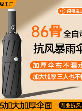 新款雨伞加厚加大高级感黑胶批发晴雨两用女伞自动折叠家用大伞24