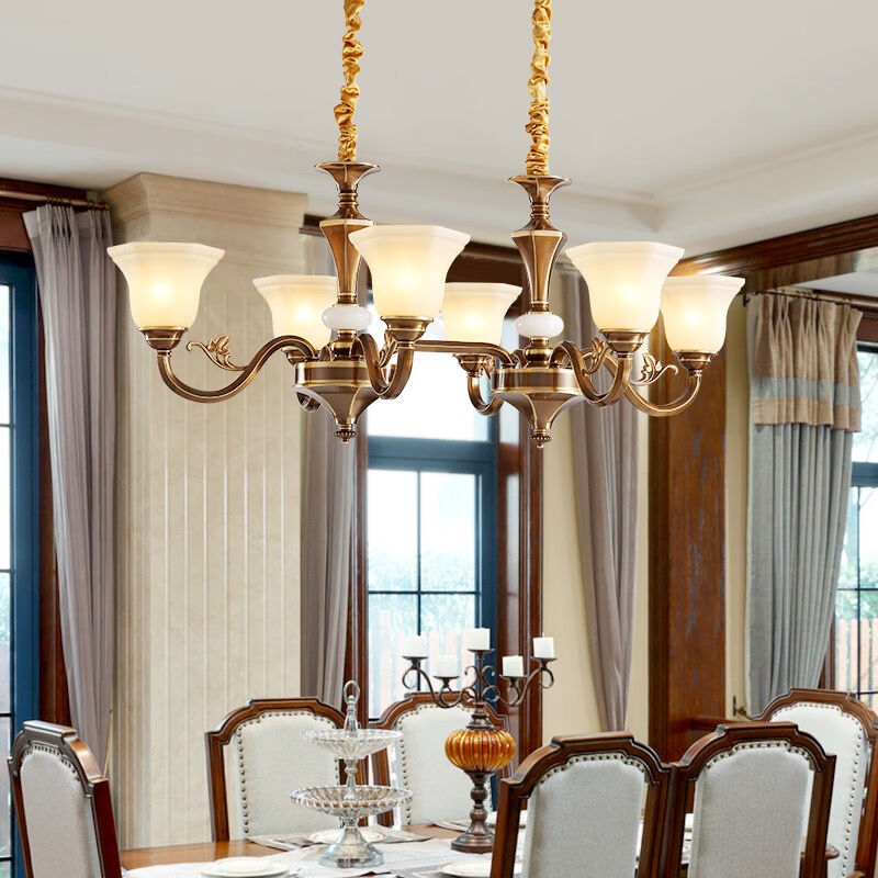 新款可洛美式全铜餐厅吊灯现代简约餐厅灯具简欧式餐桌吧台饭厅灯