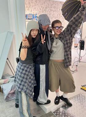 买手店正品现货Deinet美式格纹衬衣25春新款宽松慵懒翻领撞色衬衫