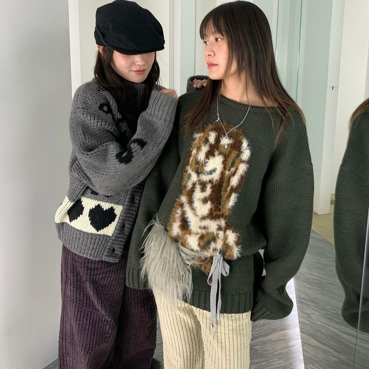 羊毛针织衫毛绒提花狗狗图案毛衣