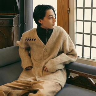 国现正品 Our Legacy羊毛混纺针织马海毛开衫V领仿皮草毛衣外套女