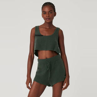 【正品现货】 yoga华夫格针织运动吊带背心松弛老钱风短裤套装