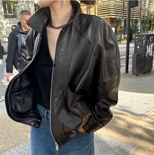 现速发 Ribbonbit机车夹克皮衣爆款显瘦大口袋复古黑色拉链外套女