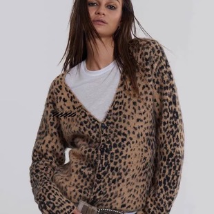 Jaded 复古豹纹V领针织开衫 London 美式 外套男女 24秋款 国内现货