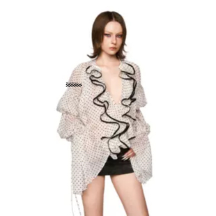 衬衫 越南正品 荷叶边波浪领波点雪纺喇叭长袖 24秋款 上衣 速发LSOUL