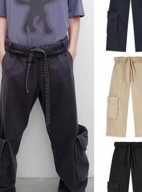 正品国现 OPENYY 25春夏水洗做旧卷腰经典款系带休闲裤抽绳工装裤