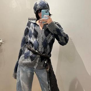 羊毛格纹背心马甲男女 国现速发 Our Legacy菱格针织开衫 24秋冬款