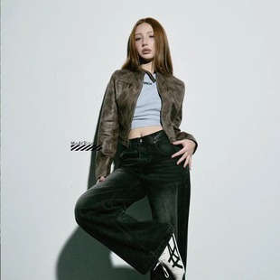 国现秒发 Lioness棕色皮衣外套美拉德短款机车皮夹克上衣savi同款