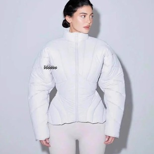 国现速发 立领连帽棉衣 KHY收腰拉链短款 棉服外套Kylie金小妹同款