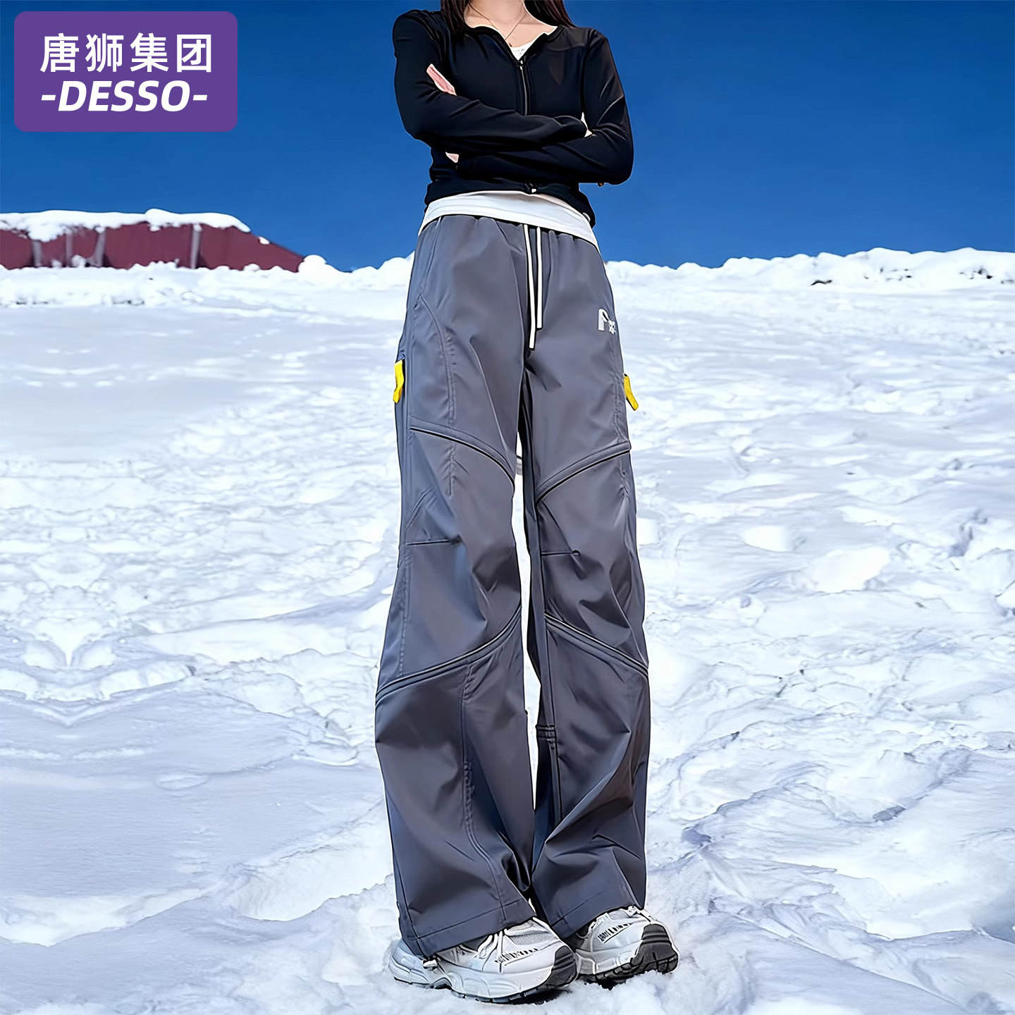 唐狮集团工装裤女款秋冬季2025新款加绒加厚滑雪裤直筒登山冲锋裤