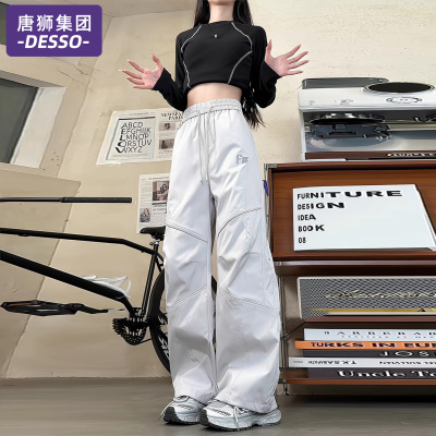 唐狮集团工装裤女款秋冬季2025新款加绒加厚宽松直筒登山冲锋裤子