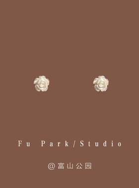 「月下小野莓」简约小巧mini可爱白色玫瑰耳钉925纯银日常耳夹