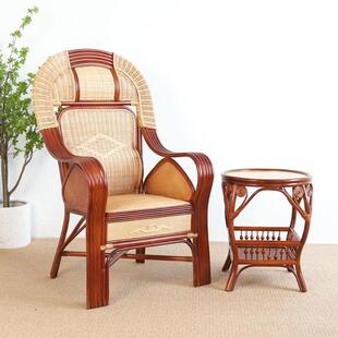 高靠背高档单人办公藤椅领导老板太师椅弹簧透气腾椅子真藤大班椅