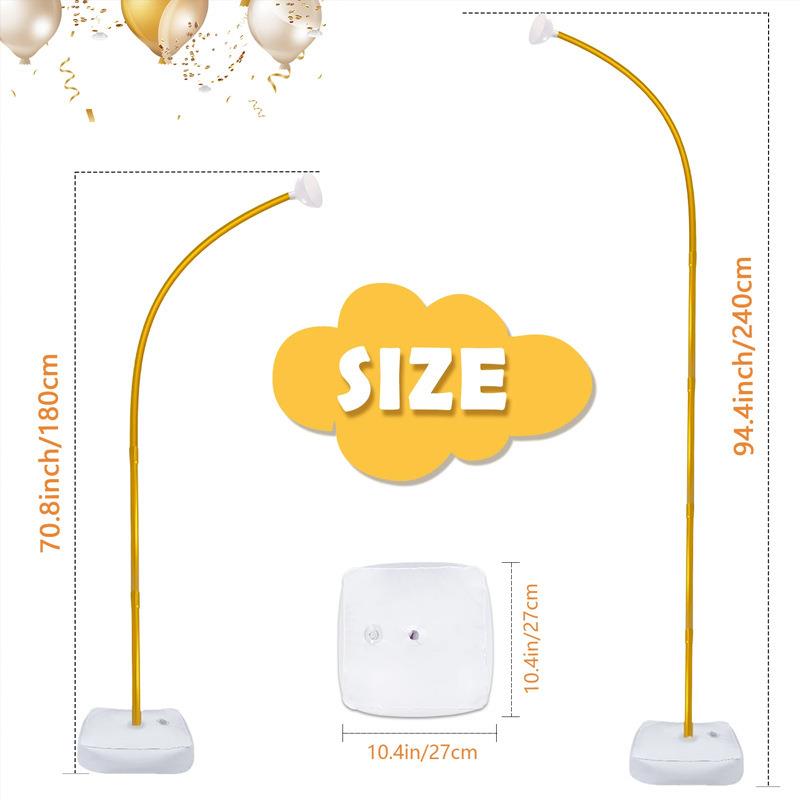 金色立柱气球拱门带底座自由弯曲支架白色铁框架婚礼生日派对装饰