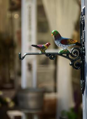 复古铸铁鸽子挂钩户外庭院铁艺墙面装饰花架花篮吊钩悬挂庭院装饰