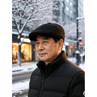 棉帽护耳冬季鸭舌帽男士爸爸加绒保暖前进中老年人帽子帽爷爷老人