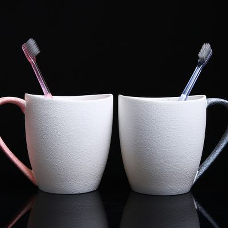 日式陶瓷洗漱杯套装简约口杯刷牙杯情侣漱口杯子一对家用牙刷杯