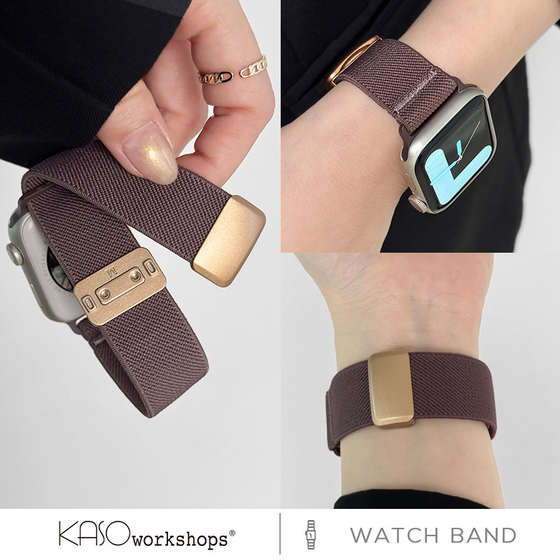 KASO新款烟紫色尼龙编织回环磁吸iwatch手表带s11适用applewatch苹果s10高级感s8手表se小众ultra女款s9弹力