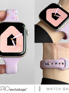 KASO适用applewatchS10苹果iwatch9手表表带s11彩点硅胶s8春夏天新款Ultra3运动透气防水小蛮腰代SE女生ultra